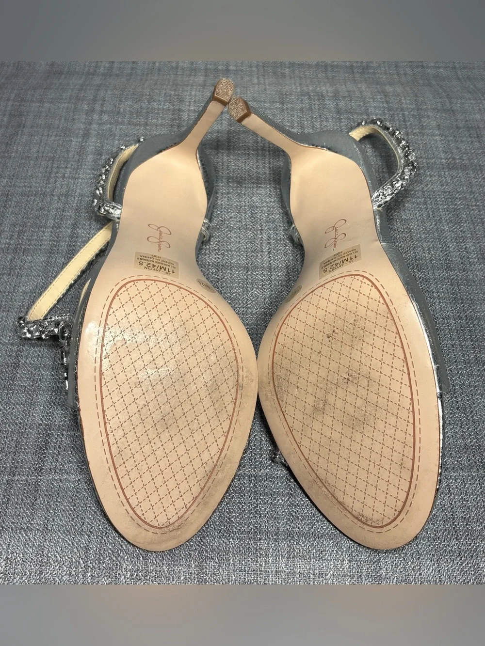 Jessica Simpson Jaycin Barely-There Rhinestone Evening Sandals Silver Size 11